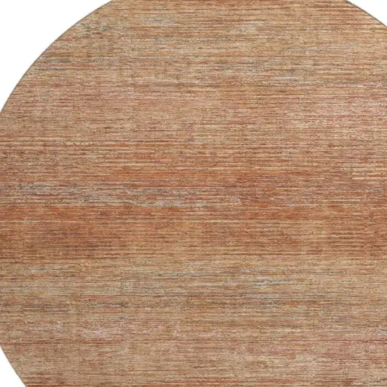 8' X 8' Copper Ivory And Gray Striped Washable Round Rug With UV Protection Photo 2