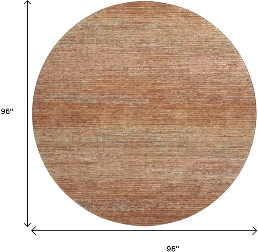 8' X 8' Copper Ivory And Gray Striped Washable Round Rug With UV Protection Photo 9