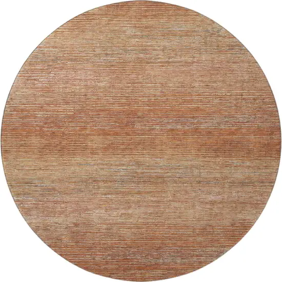 8' X 8' Copper Ivory And Gray Striped Washable Round Rug With UV Protection Photo 3