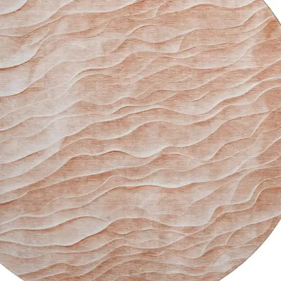 8' X 8' Coral And Ivory Abstract Washable Round Rug With UV Protection Photo 2
