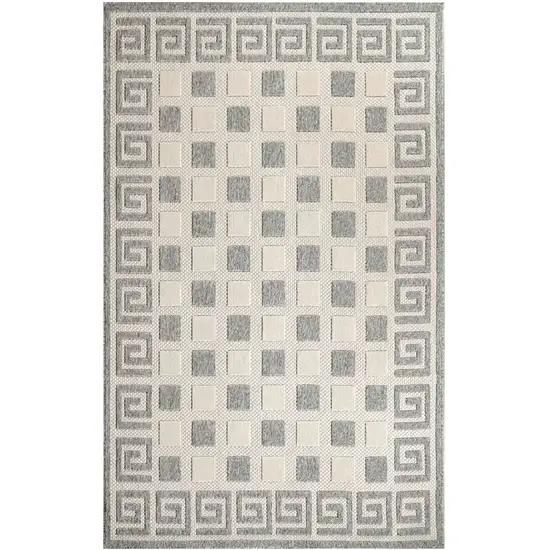 6' X 9' Cream Geometric Stain Resistant Non Skid Indoor Outdoor Area Rug Photo 1