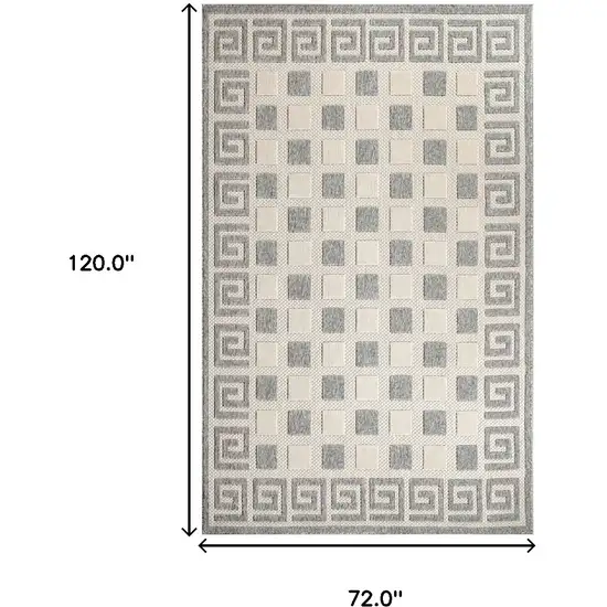 6' X 9' Cream Geometric Stain Resistant Non Skid Indoor Outdoor Area Rug Photo 9