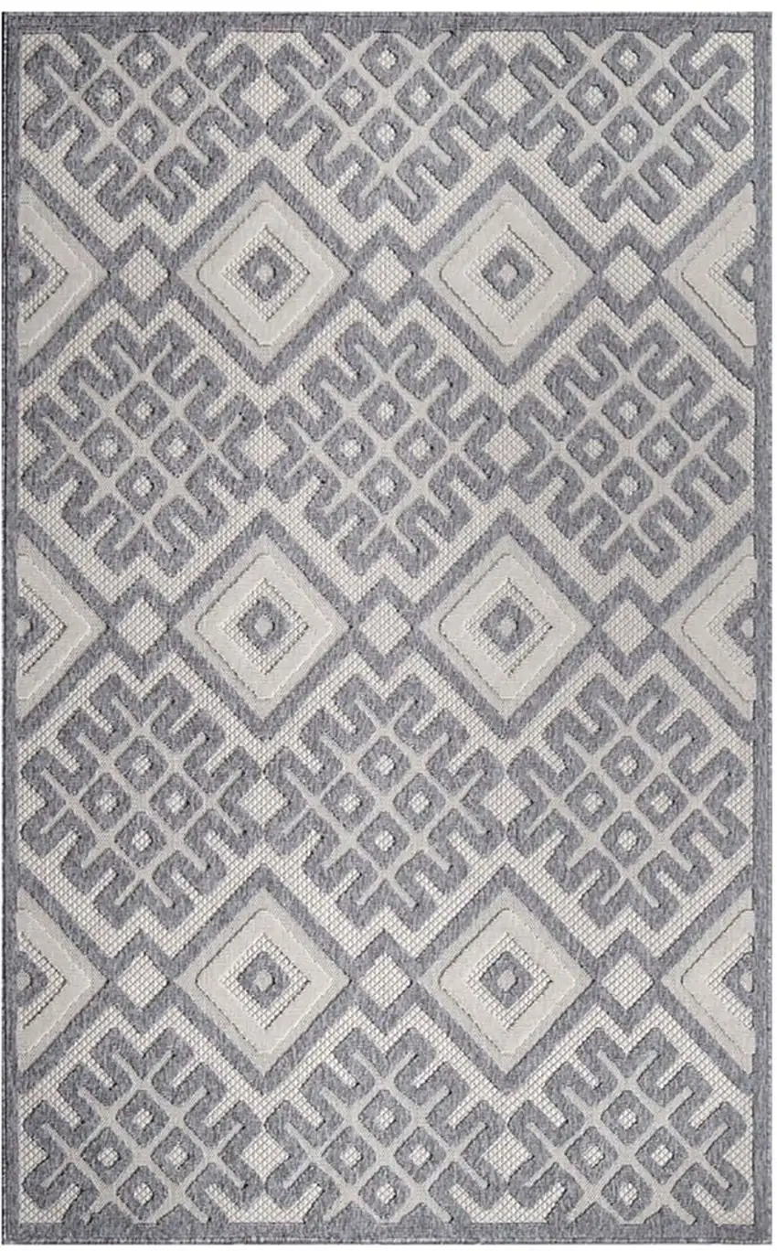 6' X 9' Cream Geometric Stain Resistant Non Skid Indoor Outdoor Area Rug Photo 1