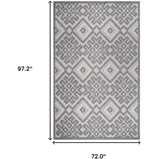 6' X 9' Cream Geometric Stain Resistant Non Skid Indoor Outdoor Area Rug Photo 8