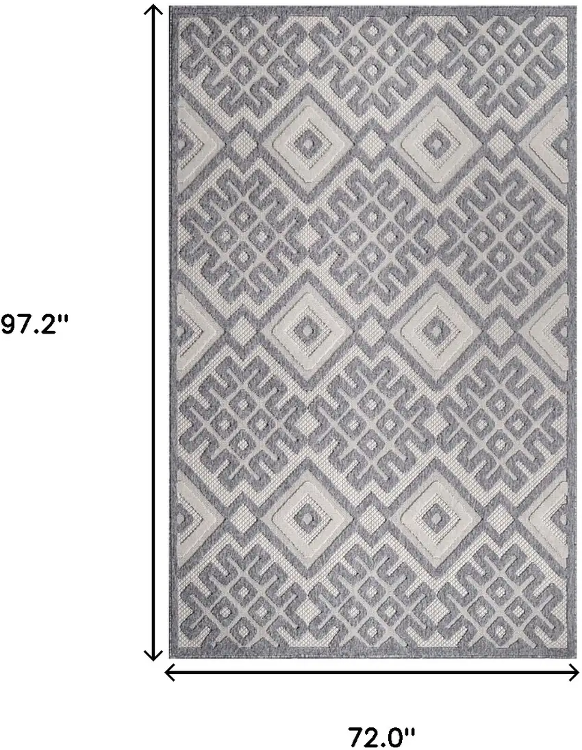 6' X 9' Cream Geometric Stain Resistant Non Skid Indoor Outdoor Area Rug Photo 8