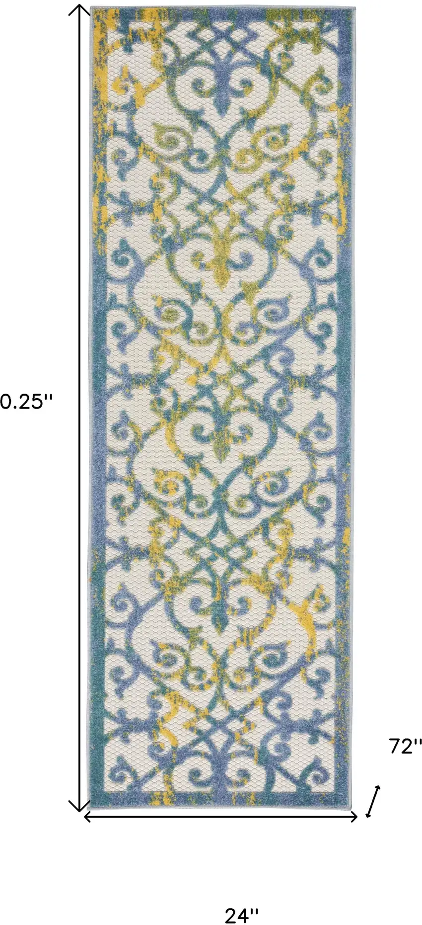 2' X 6' Damask Non Skid Indoor Outdoor Runner Rug Photo 5