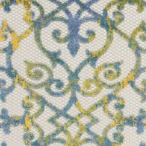 Photo of 2' X 8' Damask Non Skid Indoor Outdoor Runner Rug