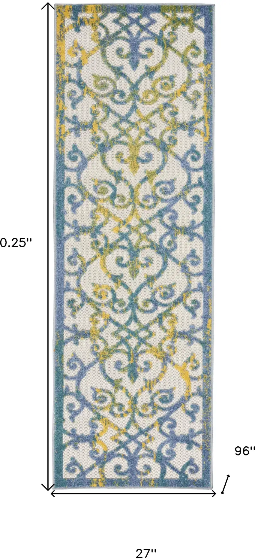 2' X 8' Damask Non Skid Indoor Outdoor Runner Rug Photo 5