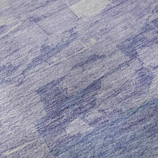 8' X 8' Denim Blue Lavender And Sky Blue Striped Washable Round Rug With UV Protection Photo 8