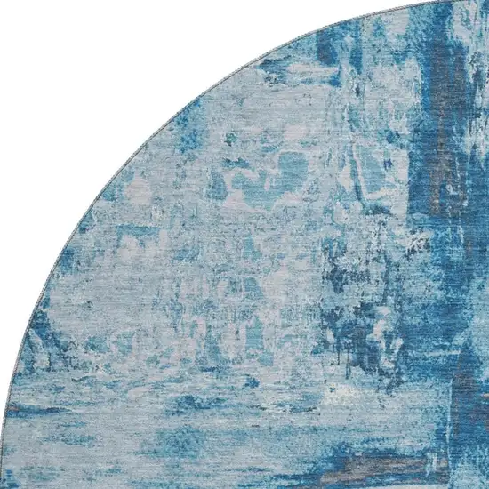 8' X 8' Denim Blue Silver And Gray Abstract Washable Round Rug With UV Protection Photo 3