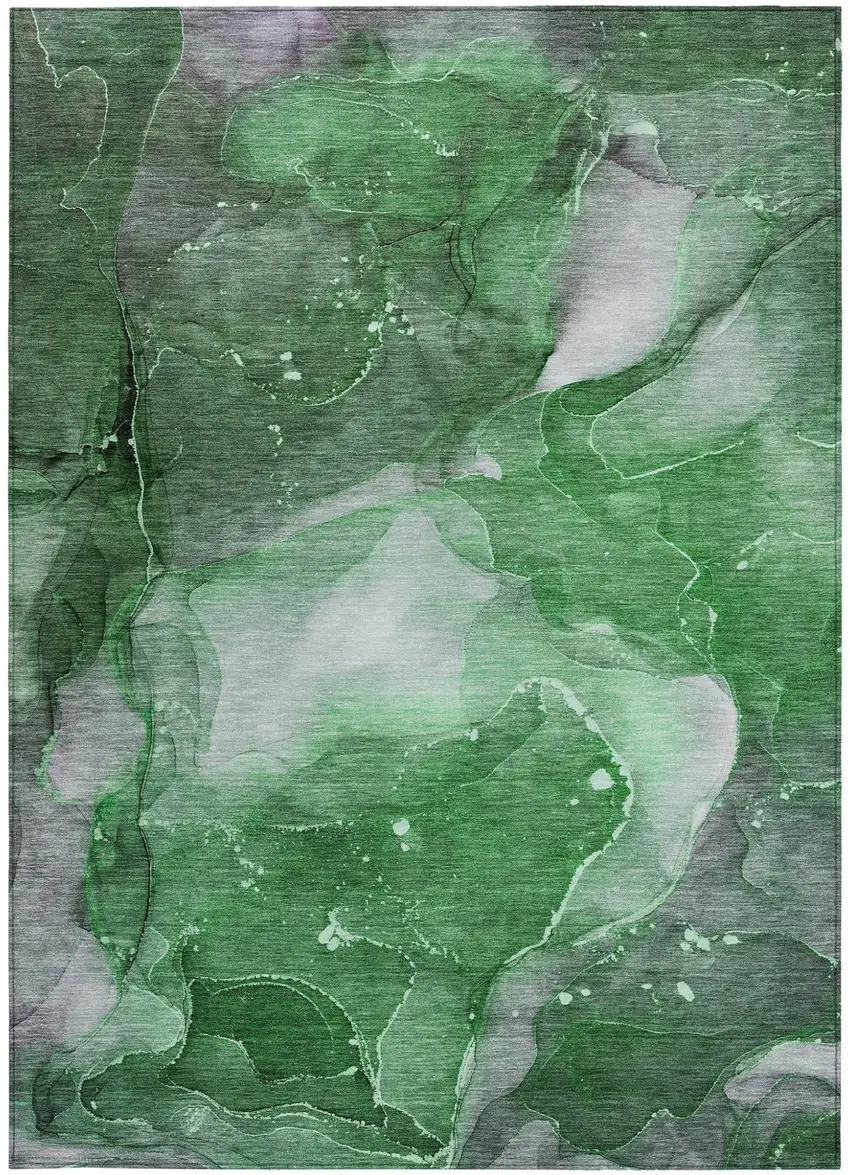 3' X 5' Emerald Abstract Washable Non Skid Indoor Outdoor Area Rug Photo 4