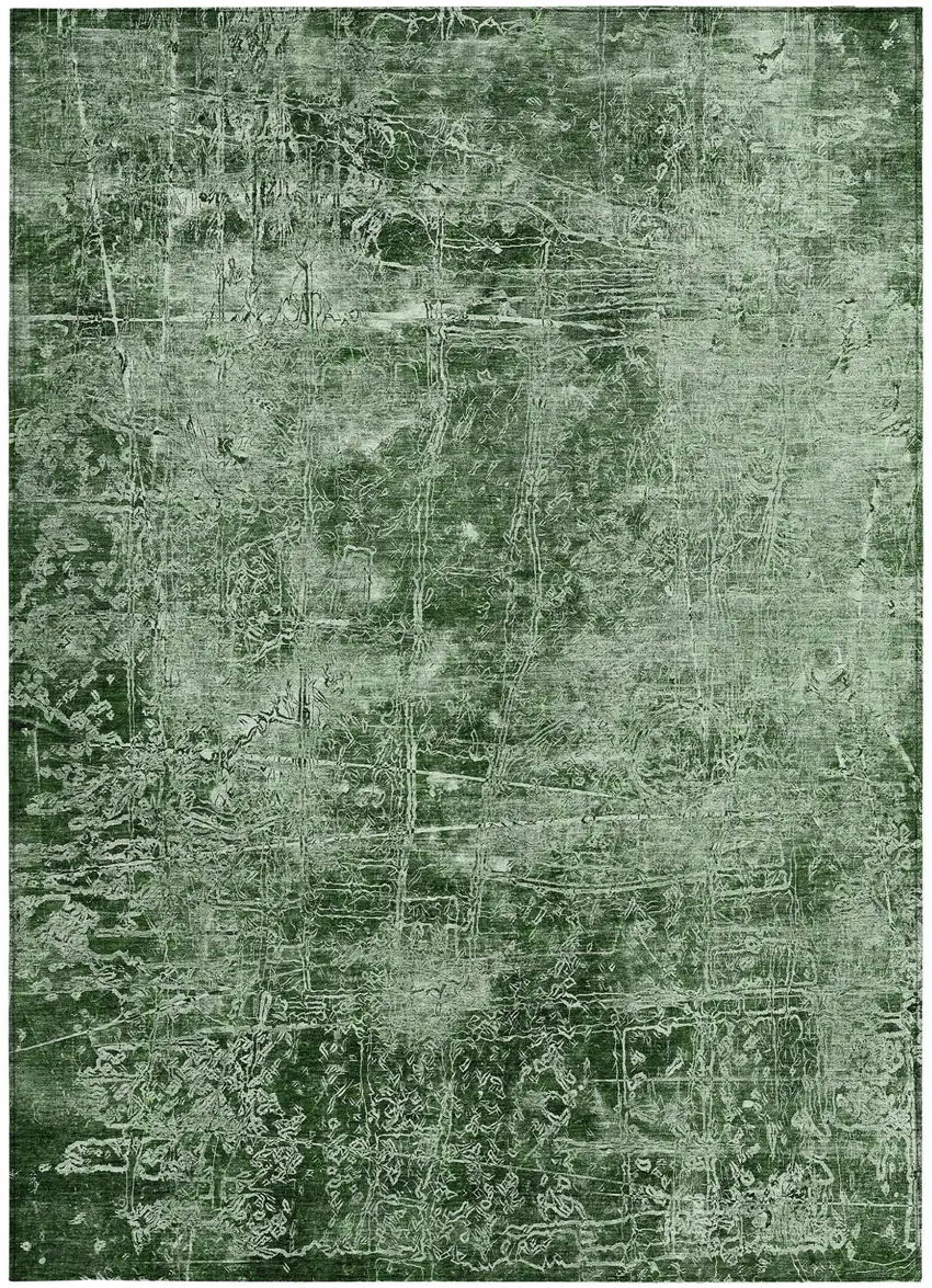 Emerald Abstract Washable Non Skid Indoor Outdoor Area Rug Photo 4