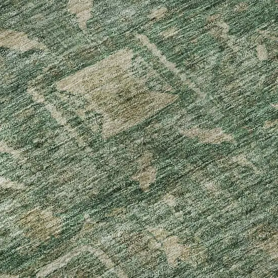 8' X 8' Emerald Ivory And Taupe Oriental Washable Round Rug With UV Protection Photo 8