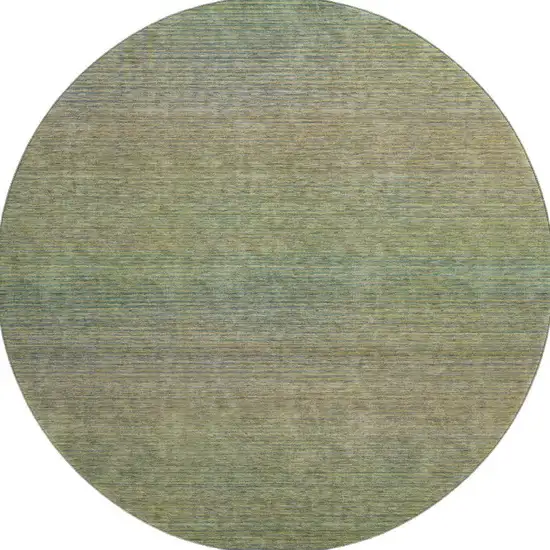 8' X 8' Fern Green And Blue Striped Washable Round Rug With UV Protection Photo 3