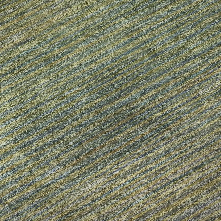 8' X 8' Fern Green And Blue Striped Washable Round Rug With UV Protection Photo 8