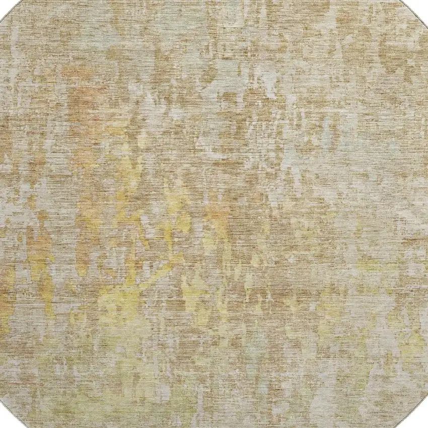 8' X 8' Fern Green Blue And Beige Abstract Washable Round Rug With UV Protection Photo 2