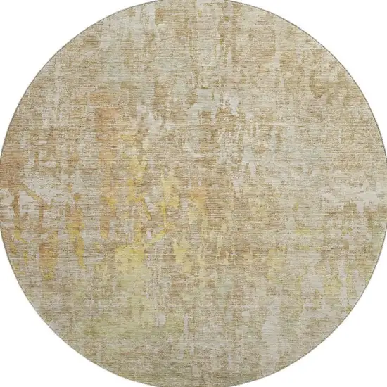 8' X 8' Fern Green Blue And Beige Abstract Washable Round Rug With UV Protection Photo 3