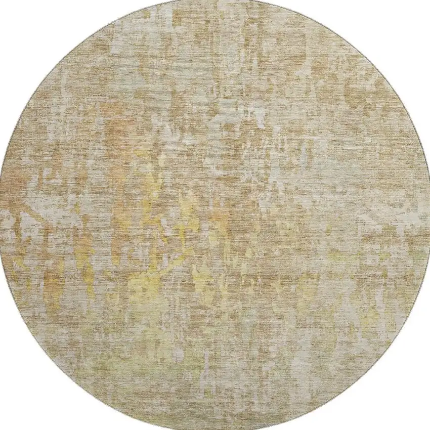 8' X 8' Fern Green Blue And Beige Abstract Washable Round Rug With UV Protection Photo 3