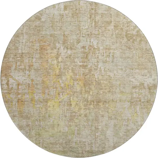 8' X 8' Fern Green Blue And Beige Abstract Washable Round Rug With UV Protection Photo 1