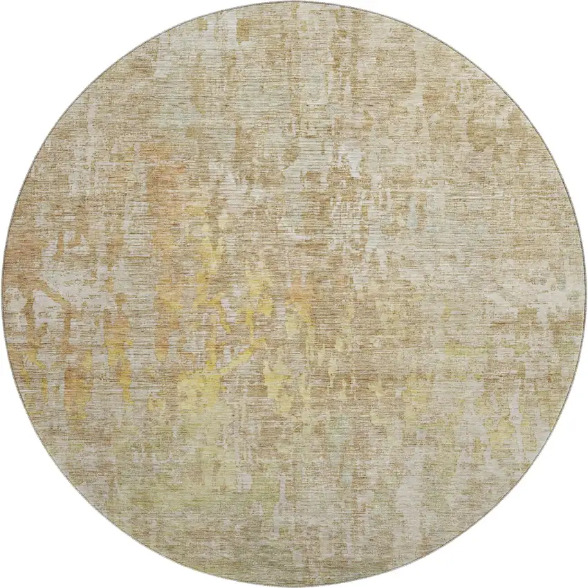 8' X 8' Fern Green Blue And Beige Abstract Washable Round Rug With UV Protection Photo 1