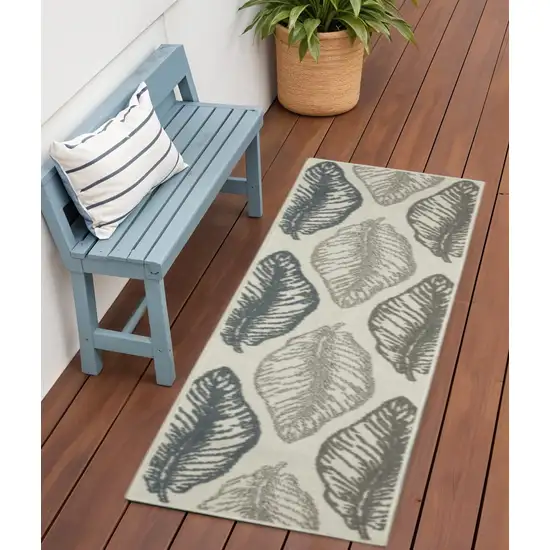 Beige Floral Stain Resistant Indoor Outdoor Area Rug Photo 1