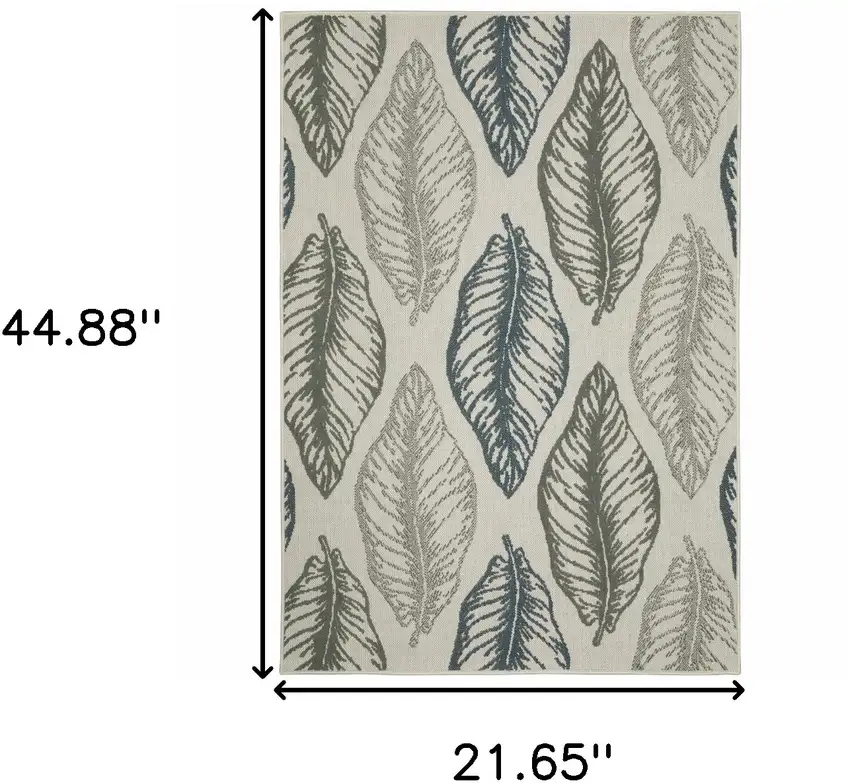 2' X 3' Floral Stain Resistant Indoor Outdoor Area Rug Photo 8