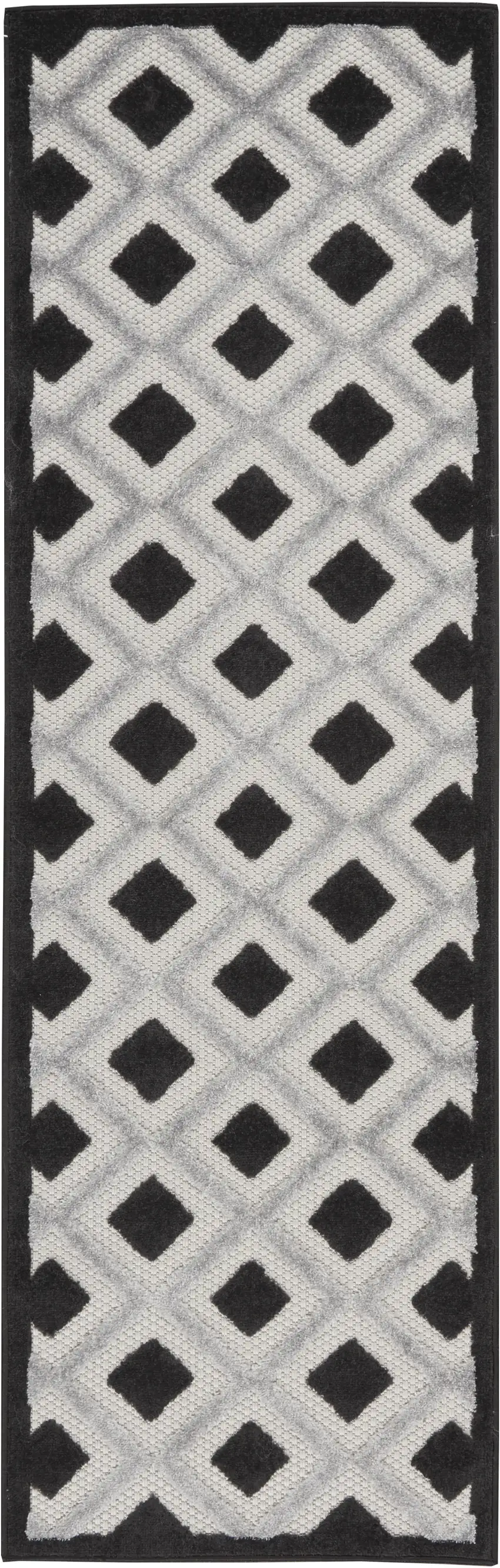 2' X 8' Black And White Gingham Non Skid Indoor Outdoor Runner Rug Photo 2