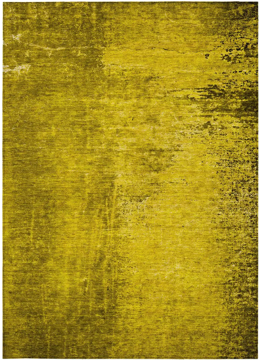 Gold Abstract Washable Non Skid Indoor Outdoor Area Rug Photo 5