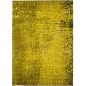 Photo of 3' X 5' Gold Abstract Washable Non Skid Indoor Outdoor Area Rug