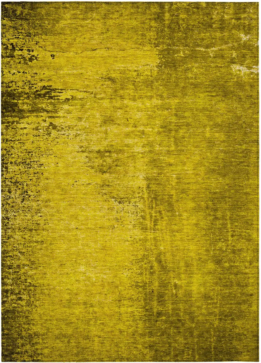 Gold Abstract Washable Non Skid Indoor Outdoor Area Rug Photo 2