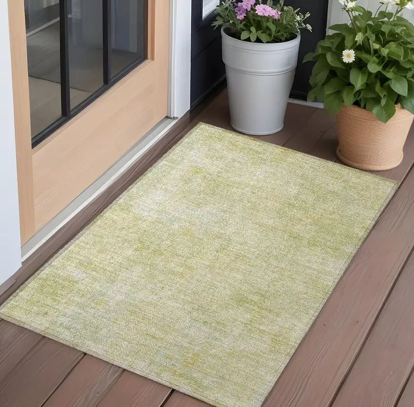 3' X 4' Gold Abstract Washable Non Skid Indoor Outdoor Area Rug Photo 1