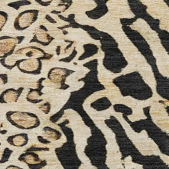 8' X 8' Gold And Black Animal Print Washable Round Rug With UV Protection Photo 2