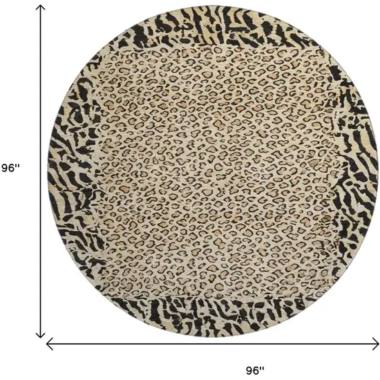8' X 8' Gold And Black Animal Print Washable Round Rug With UV Protection Photo 9