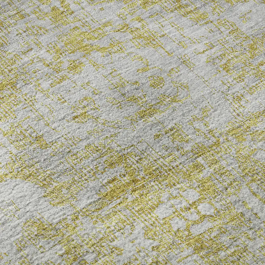 8' X 8' Gold And Silver Oriental Washable Round Rug With UV Protection Photo 8