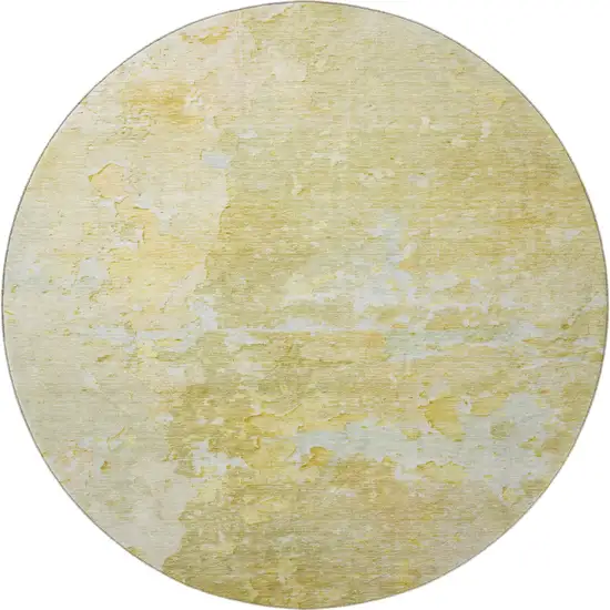 8' X 8' Gold Beige And Ivory Abstract Washable Round Rug With UV Protection Photo 3