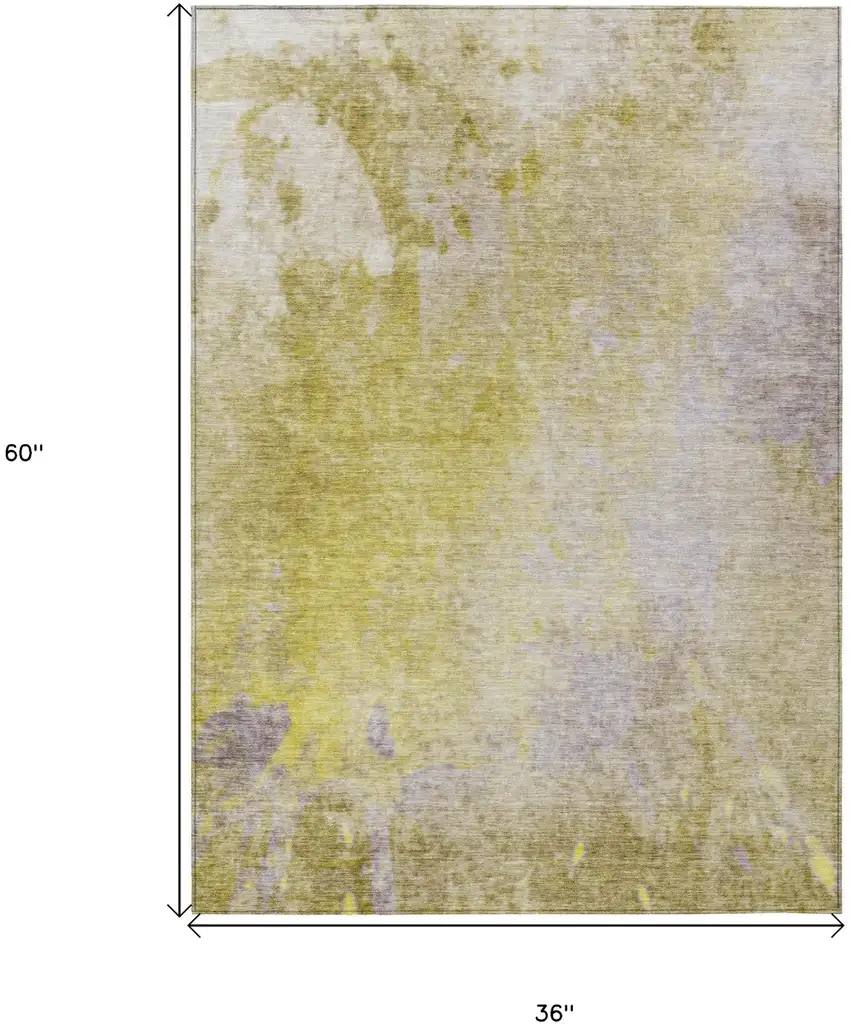Gold Beige and Purple Abstract Washable Non Skid Indoor Outdoor Area Rug Photo 3
