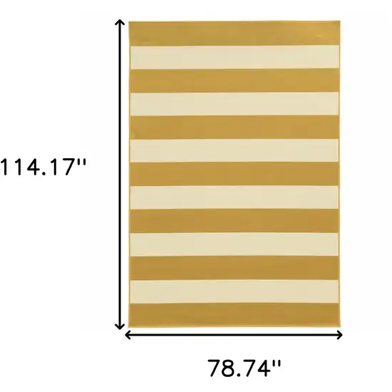 6' X 9' Gold Geometric Stain Resistant Indoor Outdoor Area Rug Photo 5