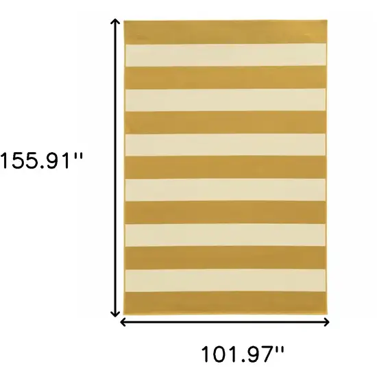 9' X 13' Gold Geometric Stain Resistant Indoor Outdoor Area Rug Photo 5