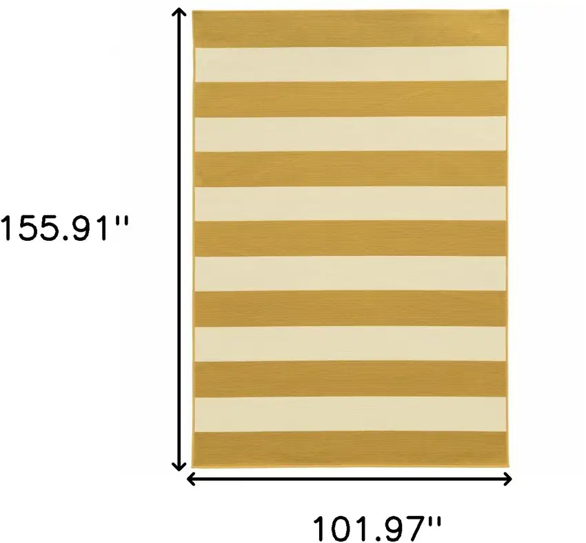 9' X 13' Gold Geometric Stain Resistant Indoor Outdoor Area Rug Photo 5