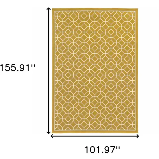 9' X 13' Gold Geometric Stain Resistant Indoor Outdoor Area Rug Photo 5