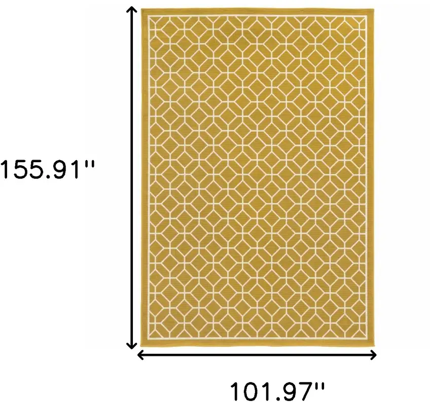 9' X 13' Gold Geometric Stain Resistant Indoor Outdoor Area Rug Photo 5
