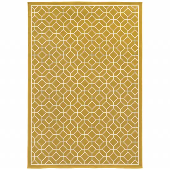 9' X 13' Gold Geometric Stain Resistant Indoor Outdoor Area Rug Photo 1