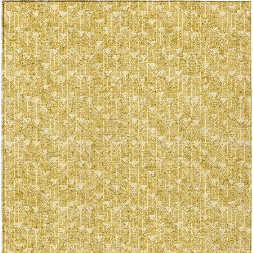 Gold Geometric Washable Non Skid Indoor Outdoor Area Rug Photo 7