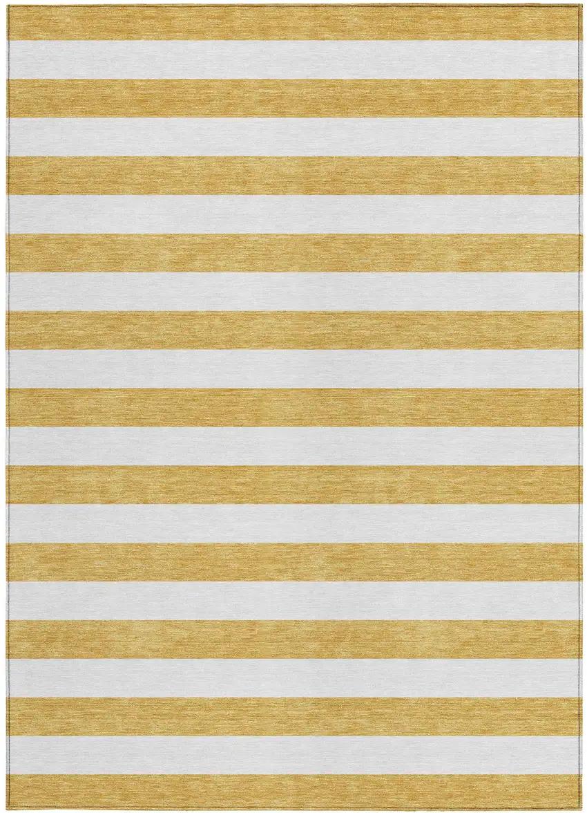 3' X 4' Gold Striped Washable Non Skid Indoor Outdoor Area Rug Photo 5