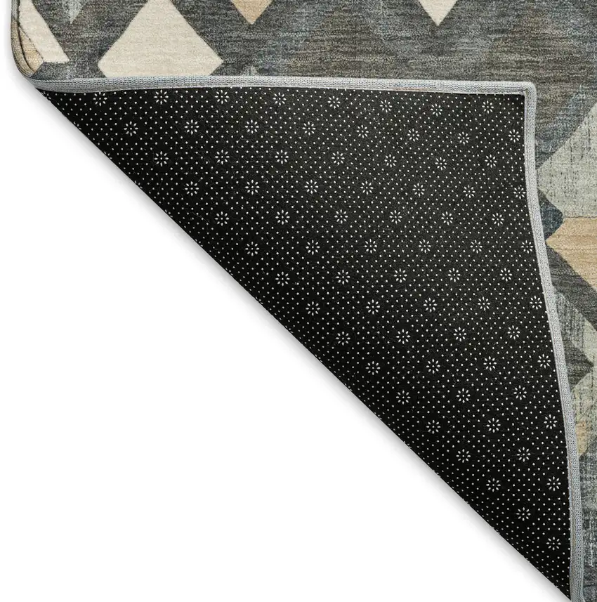 8' X 8' Graphite Peach And Ivory Geometric Washable Round Rug With UV Protection Photo 5