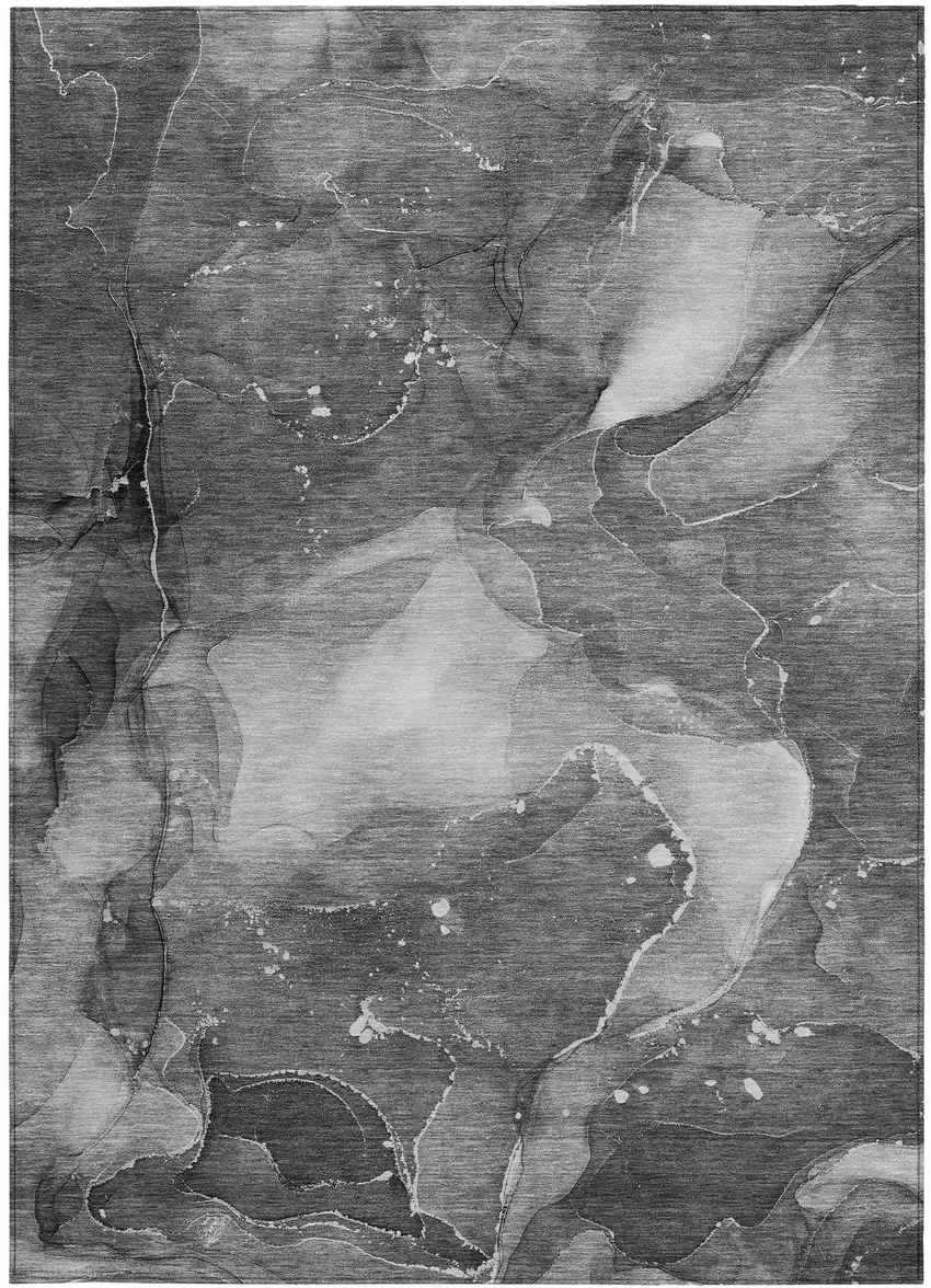 3' X 4' Gray Abstract Washable Non Skid Indoor Outdoor Area Rug Photo 4