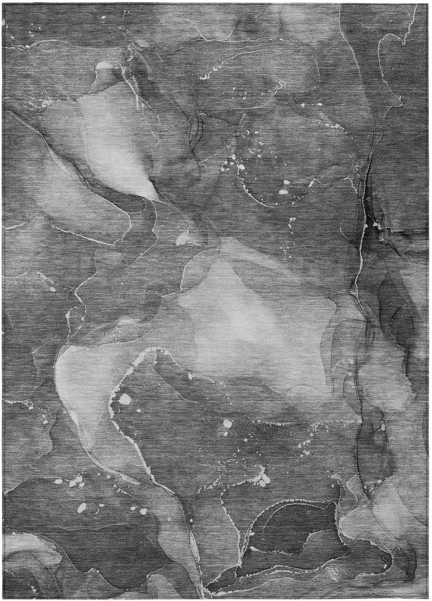 3' X 4' Gray Abstract Washable Non Skid Indoor Outdoor Area Rug Photo 2
