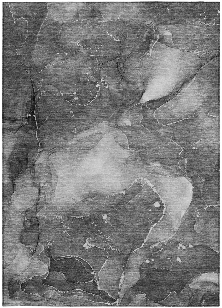 3' X 5' Gray Abstract Washable Non Skid Indoor Outdoor Area Rug Photo 5