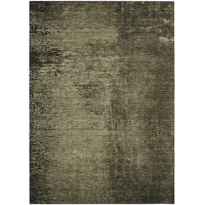 Photo of 3' X 5' Gray Abstract Washable Non Skid Indoor Outdoor Area Rug
