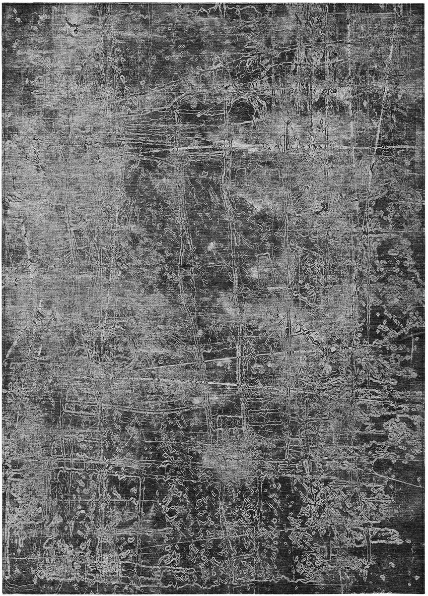 3' X 4' Gray Abstract Washable Non Skid Indoor Outdoor Area Rug Photo 2